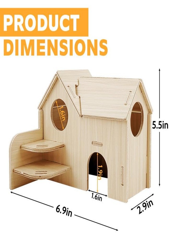 Highland Farms Select Hamster House - Double-Decker Hut With Slide, Guinea Pig Castle, Small Animal Habitat Decor, Cage Accessories - Image 2